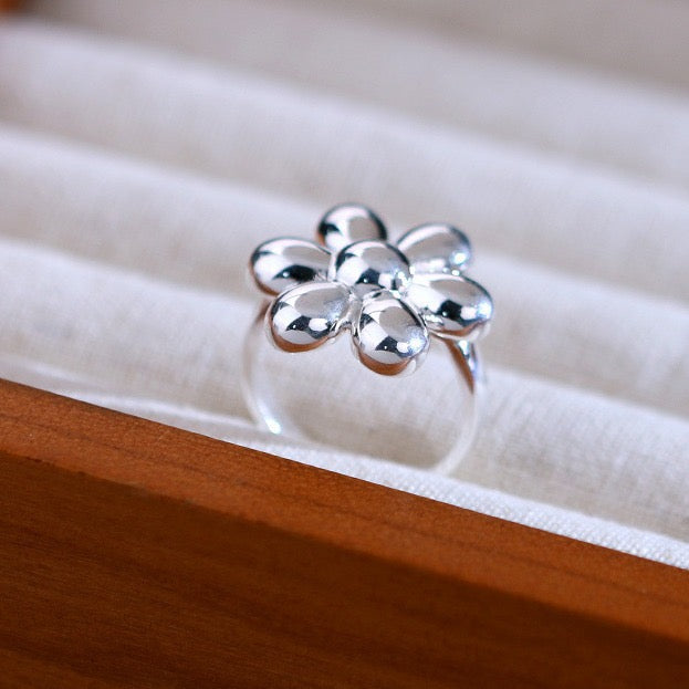 Flower sterling silver ring