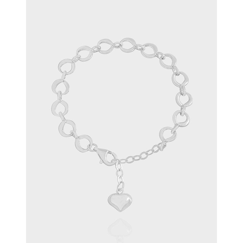 Sterling silver heart chain bracelet