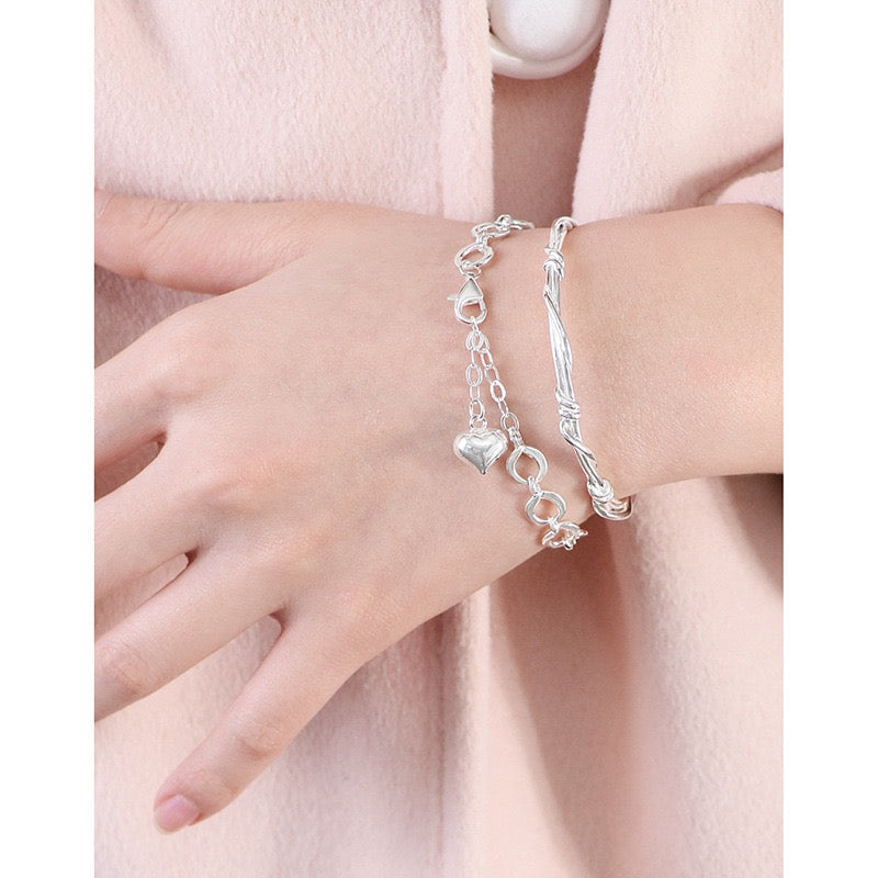 Sterling silver heart chain bracelet