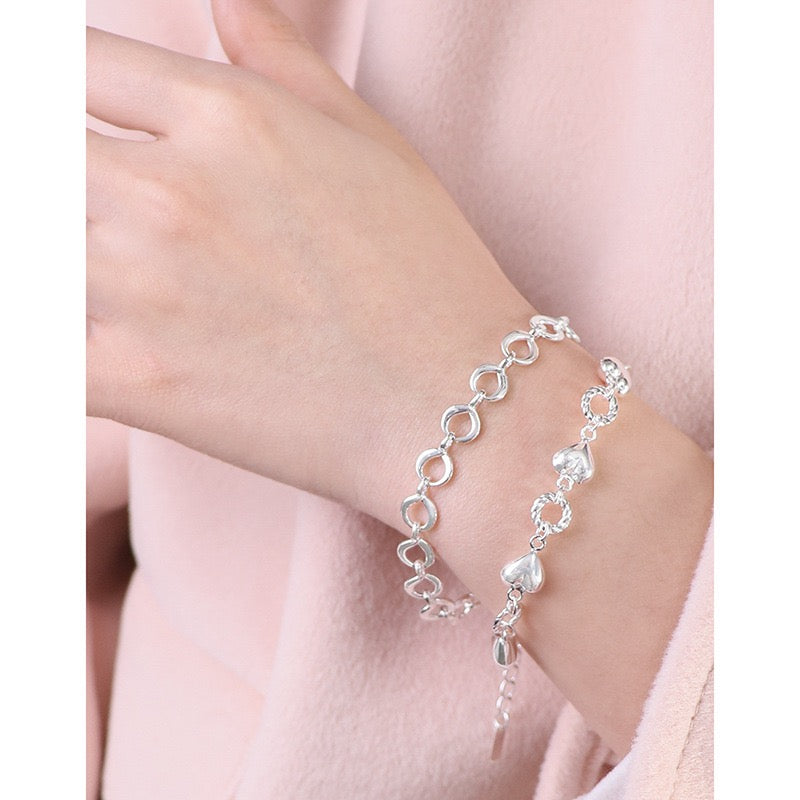 Sterling silver heart chain bracelet