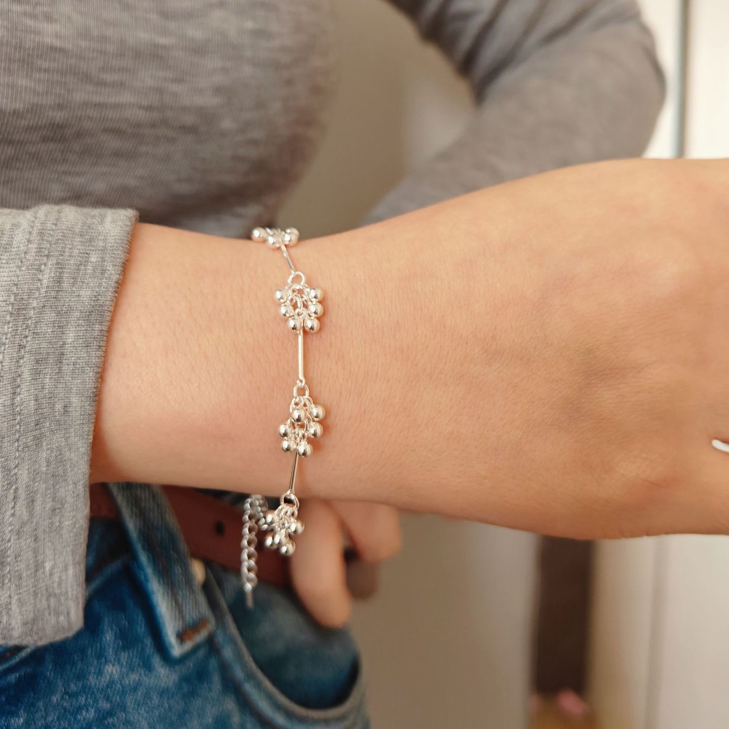 Beady sterling silver bracelet