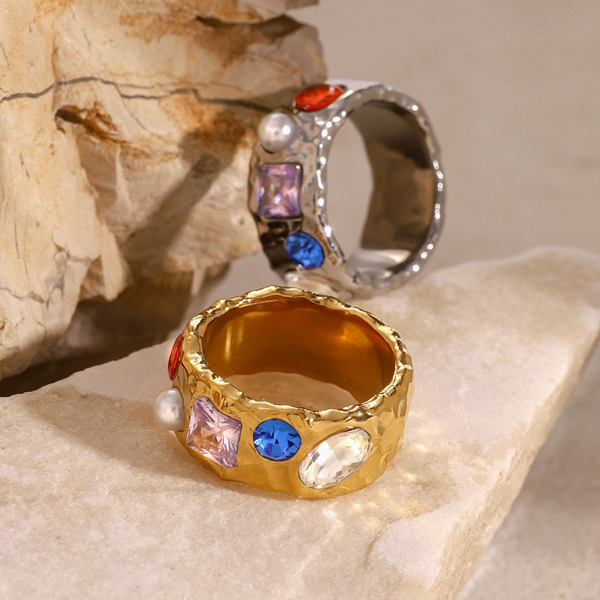 Abinius diamond rock rings