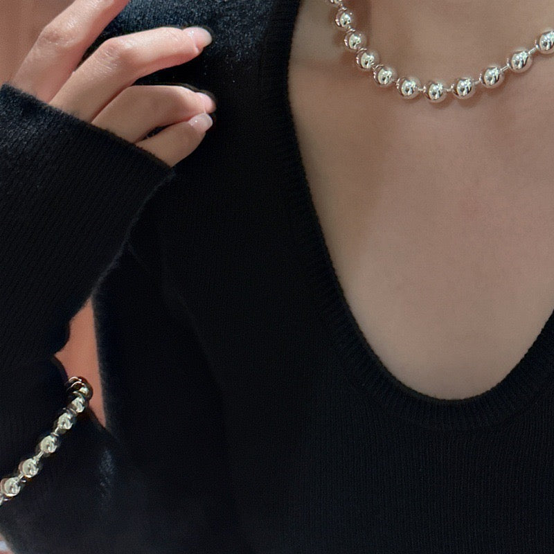 Shiny beady sterling silver necklace/bracelet