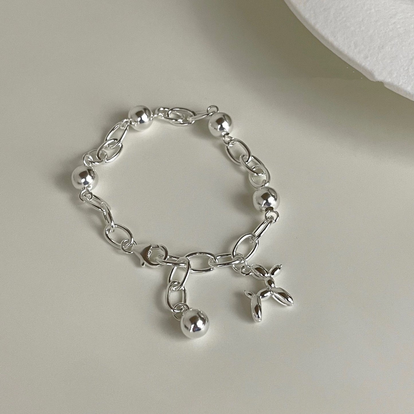Balloon dog sterling silver bracelet