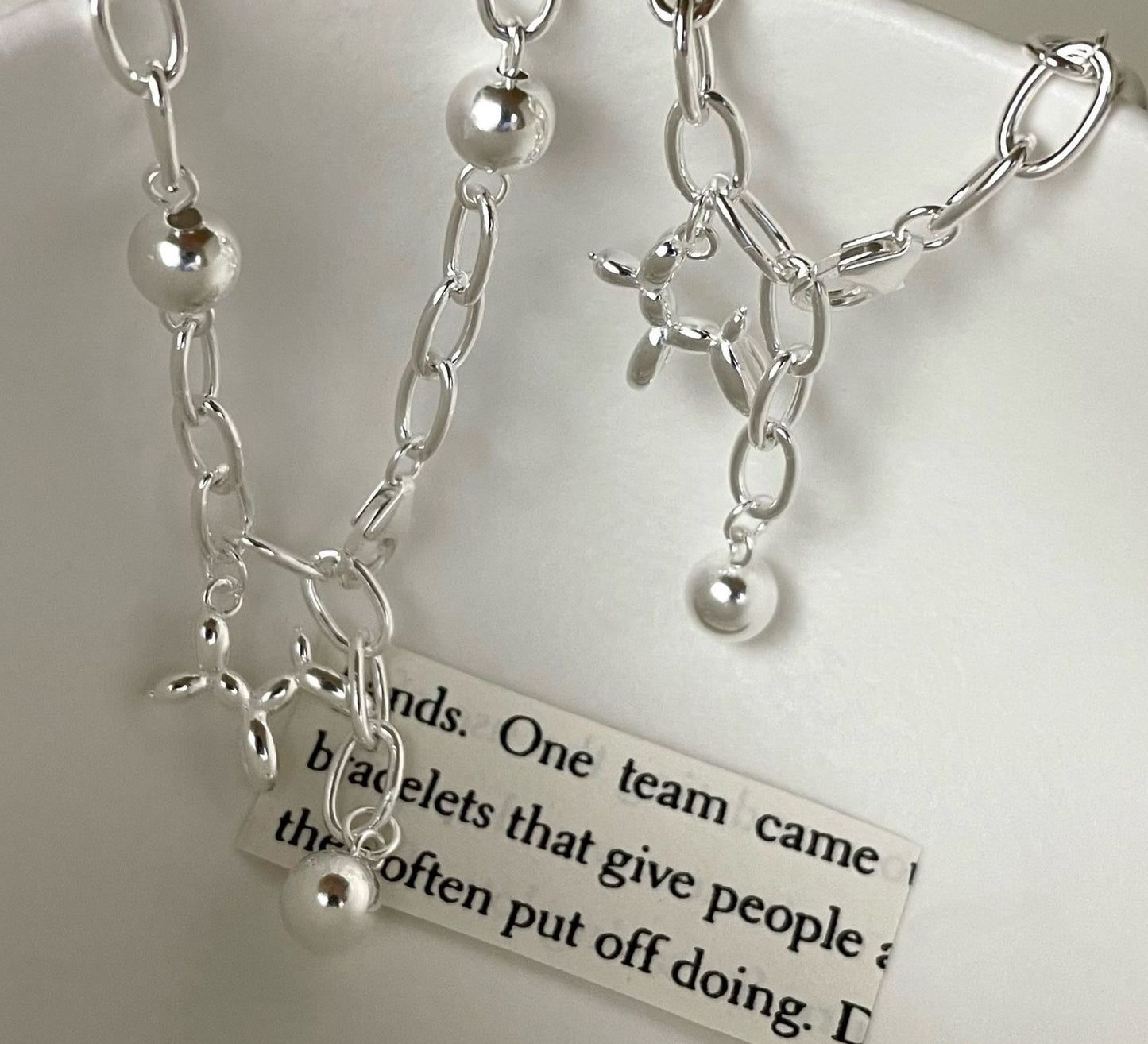 Balloon dog sterling silver bracelet