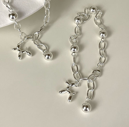 Balloon dog sterling silver bracelet
