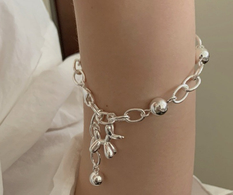 Balloon dog sterling silver bracelet