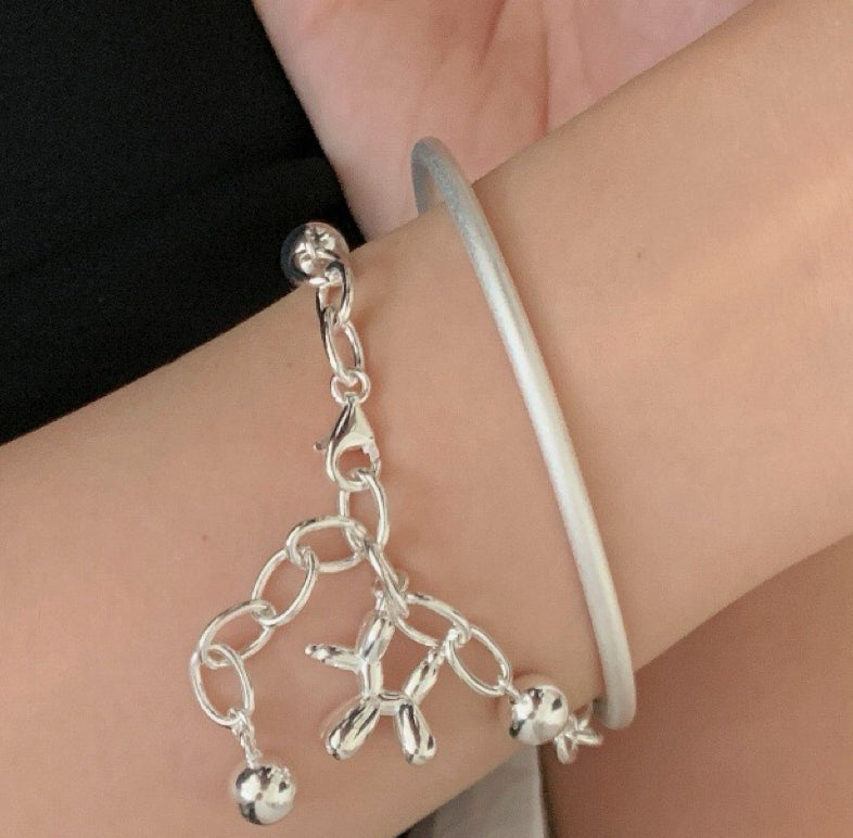 Balloon dog sterling silver bracelet