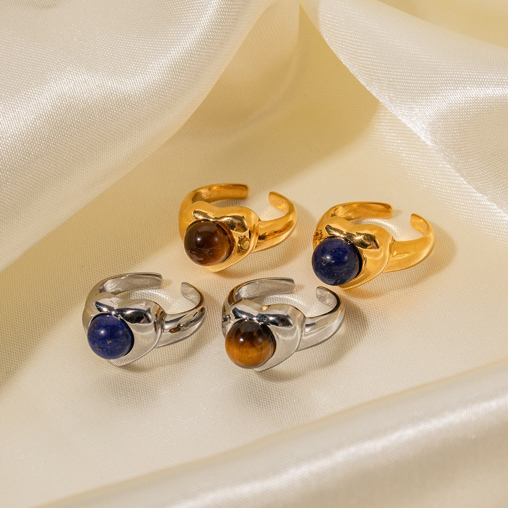 Natural stone heart rings