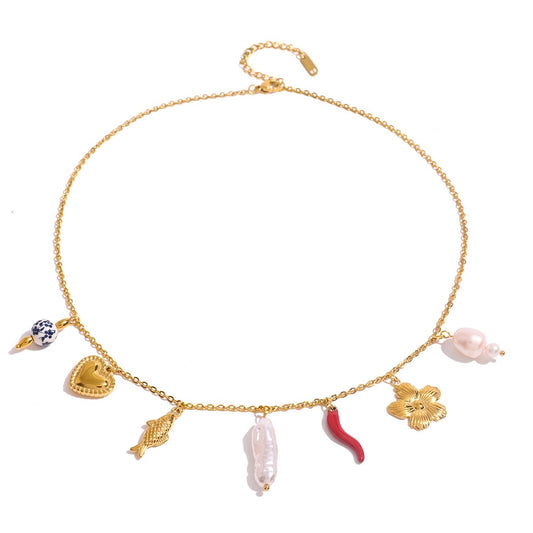 Chilli flower summer charm necklace