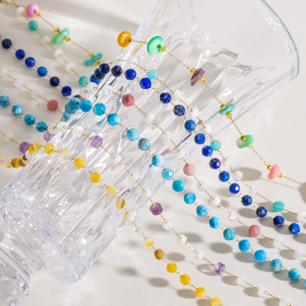 Natural stone layer stacking necklaces