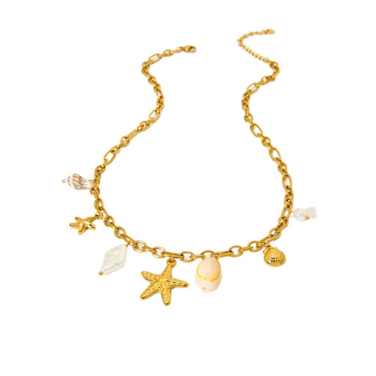 Starfish shell charm necklace