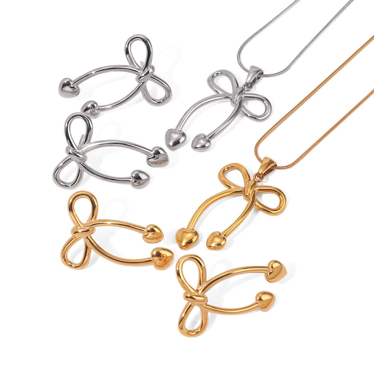 Bravery Bow heart earrings