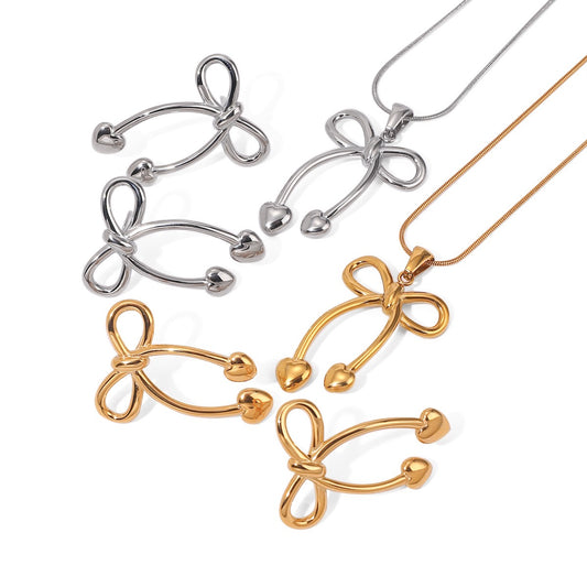 Bravery Bow heart earrings