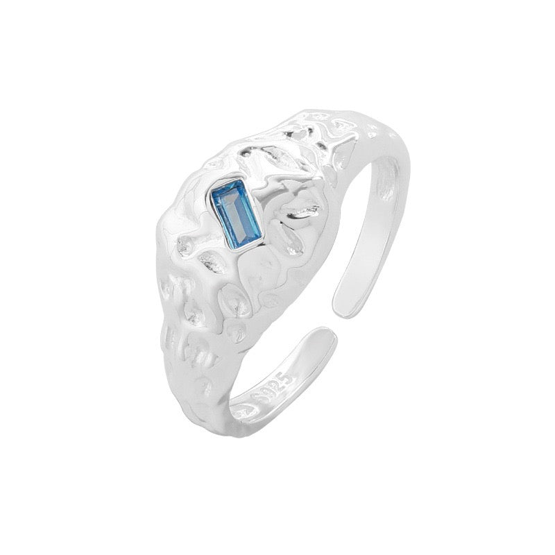 Blue lava sterling silver ring