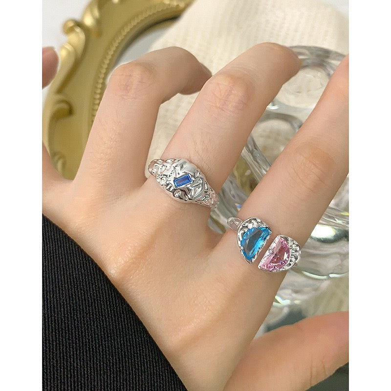 Blue lava sterling silver ring