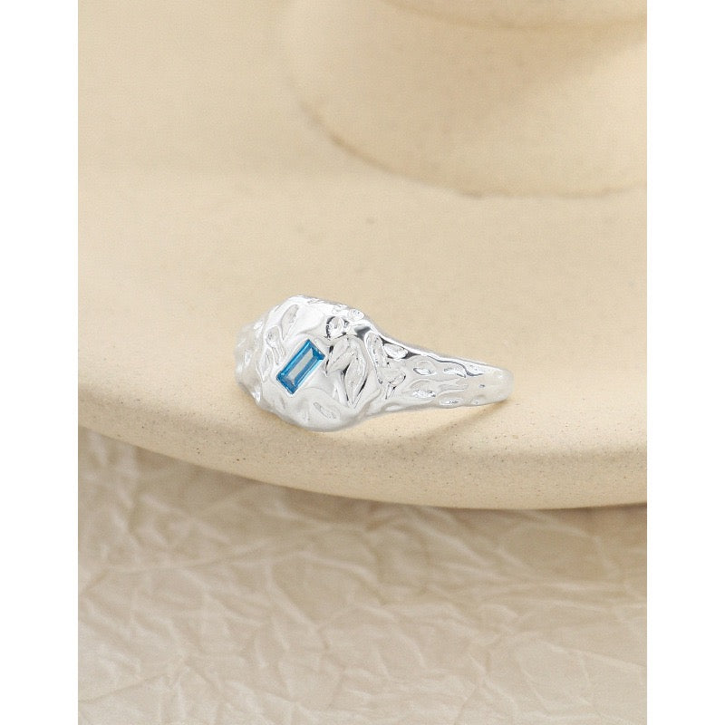 Blue lava sterling silver ring