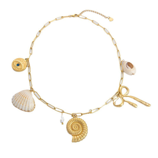 Natural shell summer charm necklace