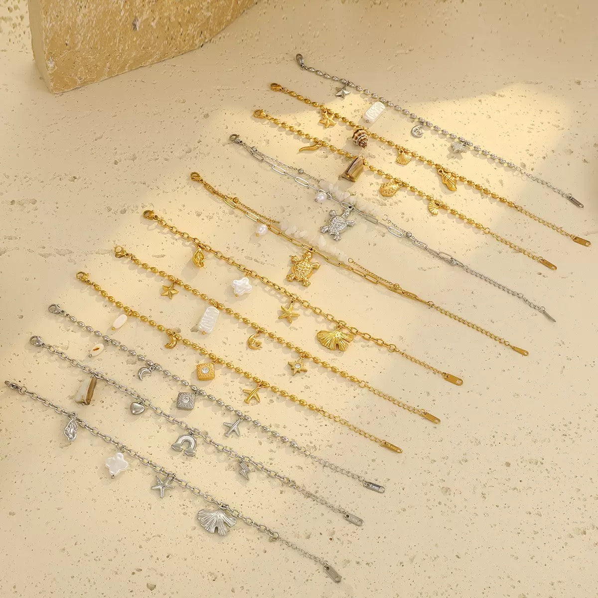 Stainless steel starfish charm bracelet