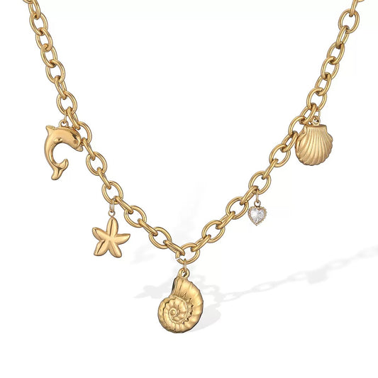 Statement chain charm necklace
