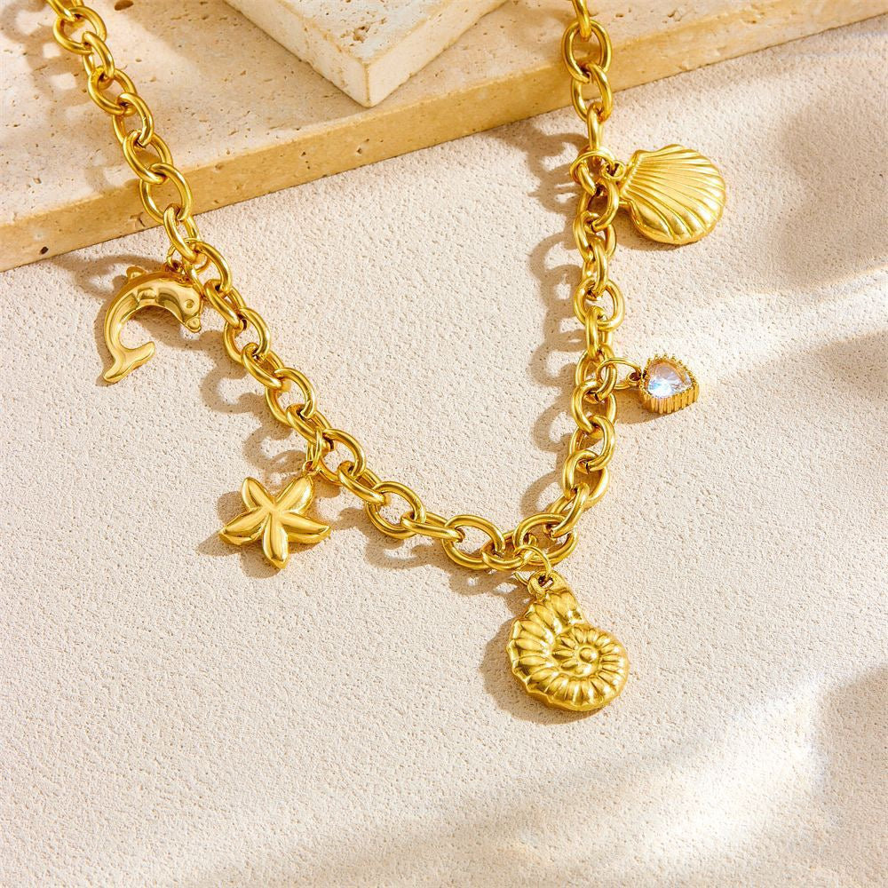 Statement chain charm necklace