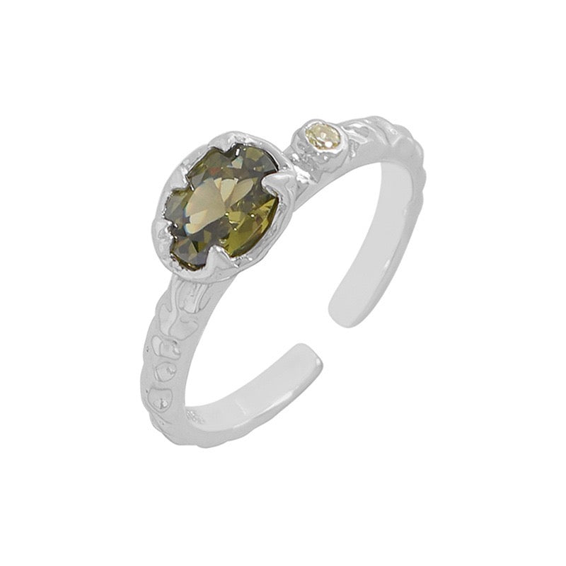 Olive Green sterling silver ring