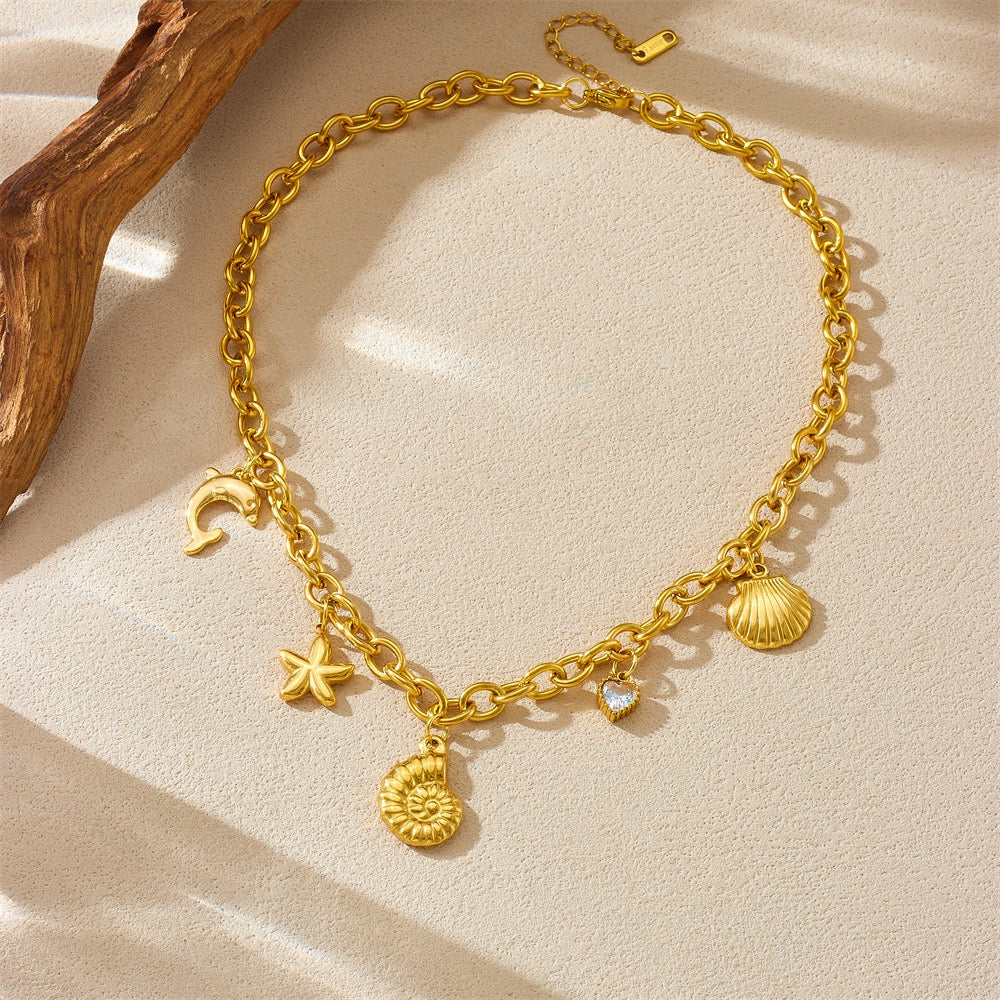 Statement chain charm necklace