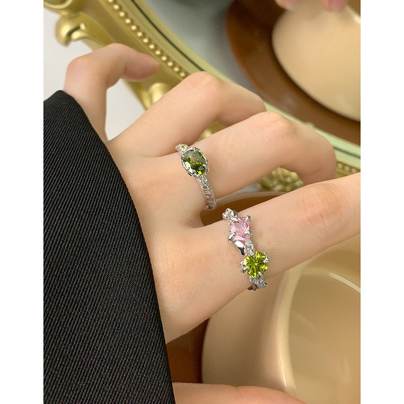 Olive Green sterling silver ring