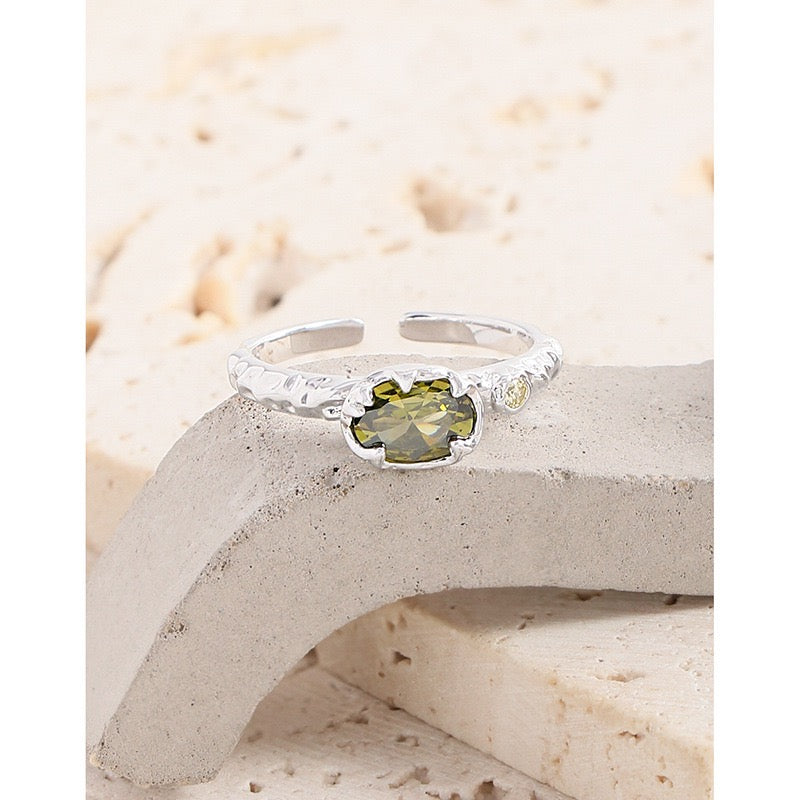 Olive Green sterling silver ring
