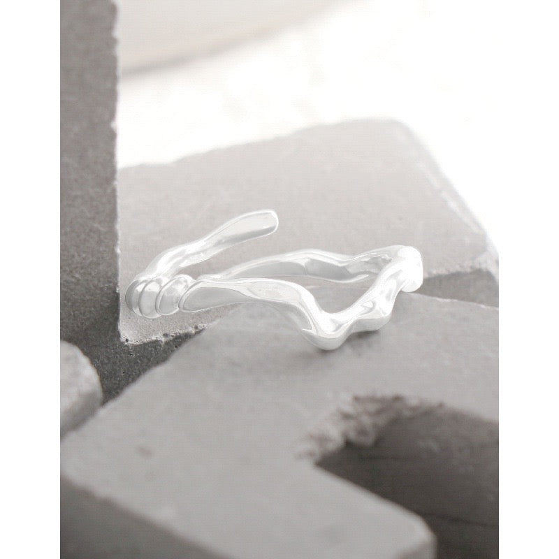 Sterling silver wave ring