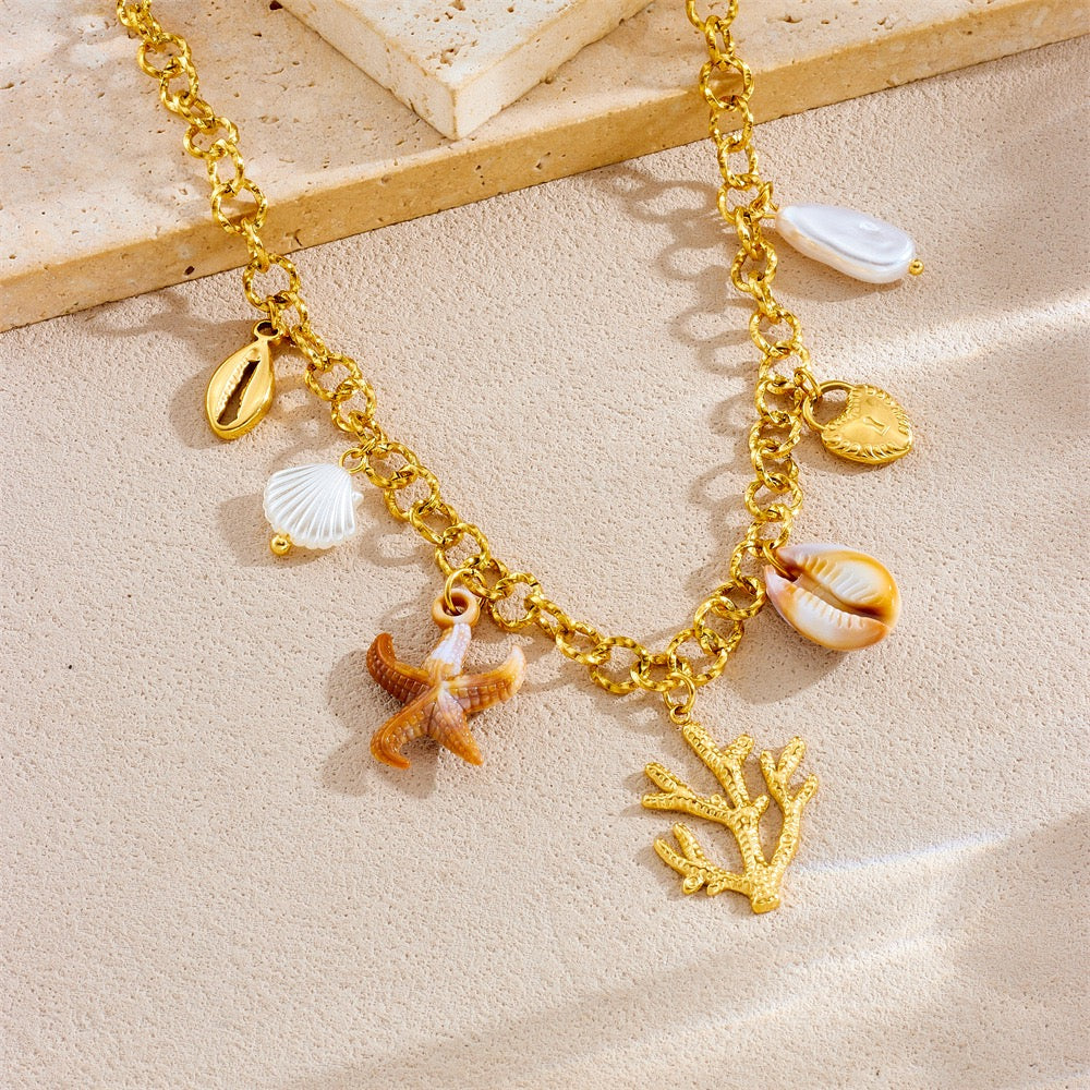Summer coral charm necklace