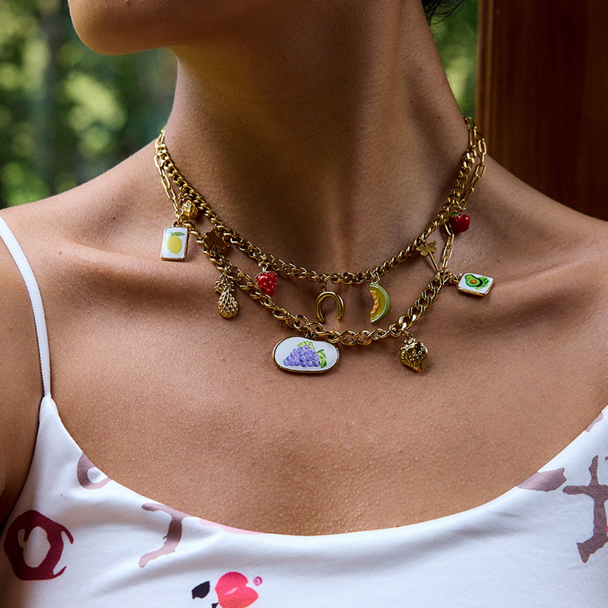 Summer fruit strawberry charm necklace