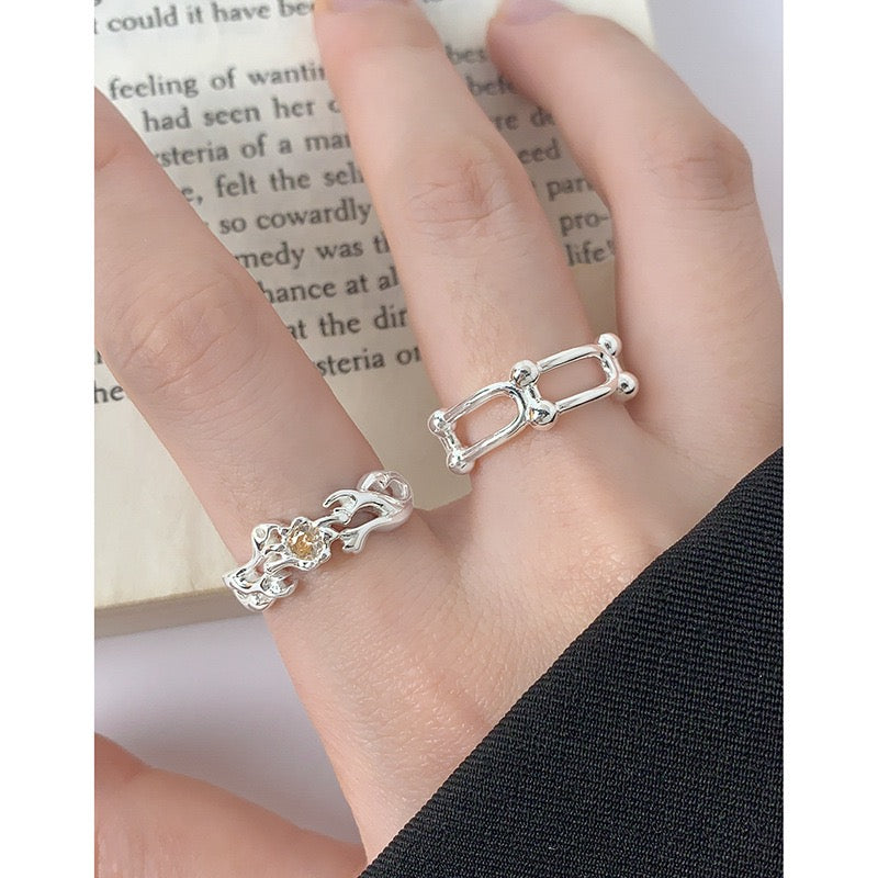 Champagne band sterling silver ring