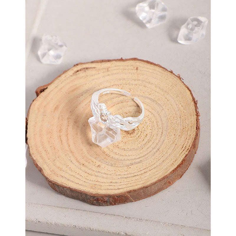 Champagne band sterling silver ring