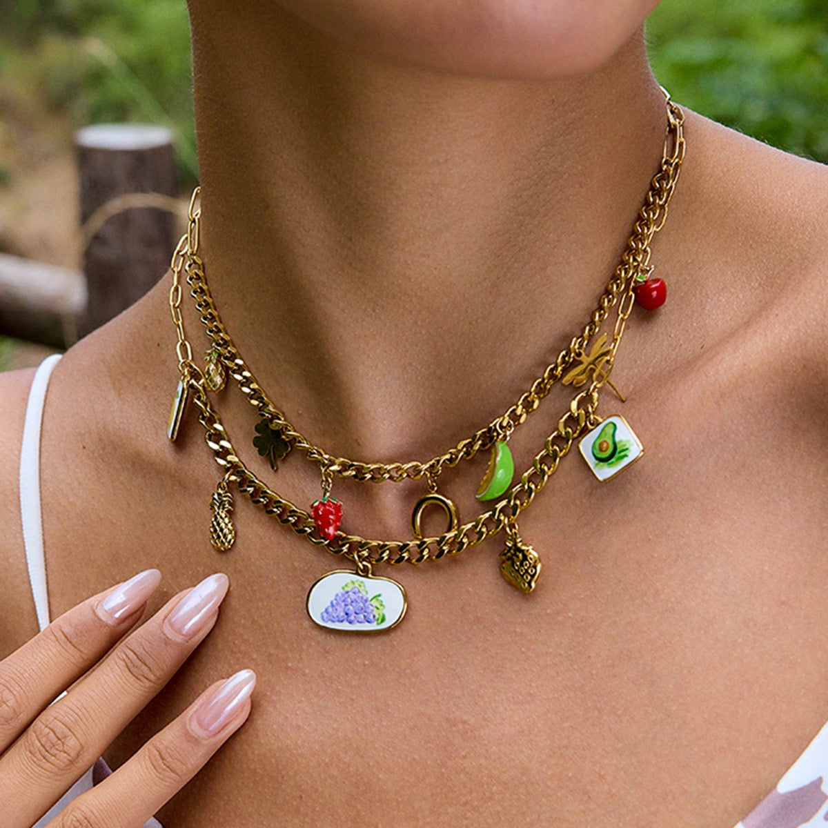 Summer fruit strawberry charm necklace