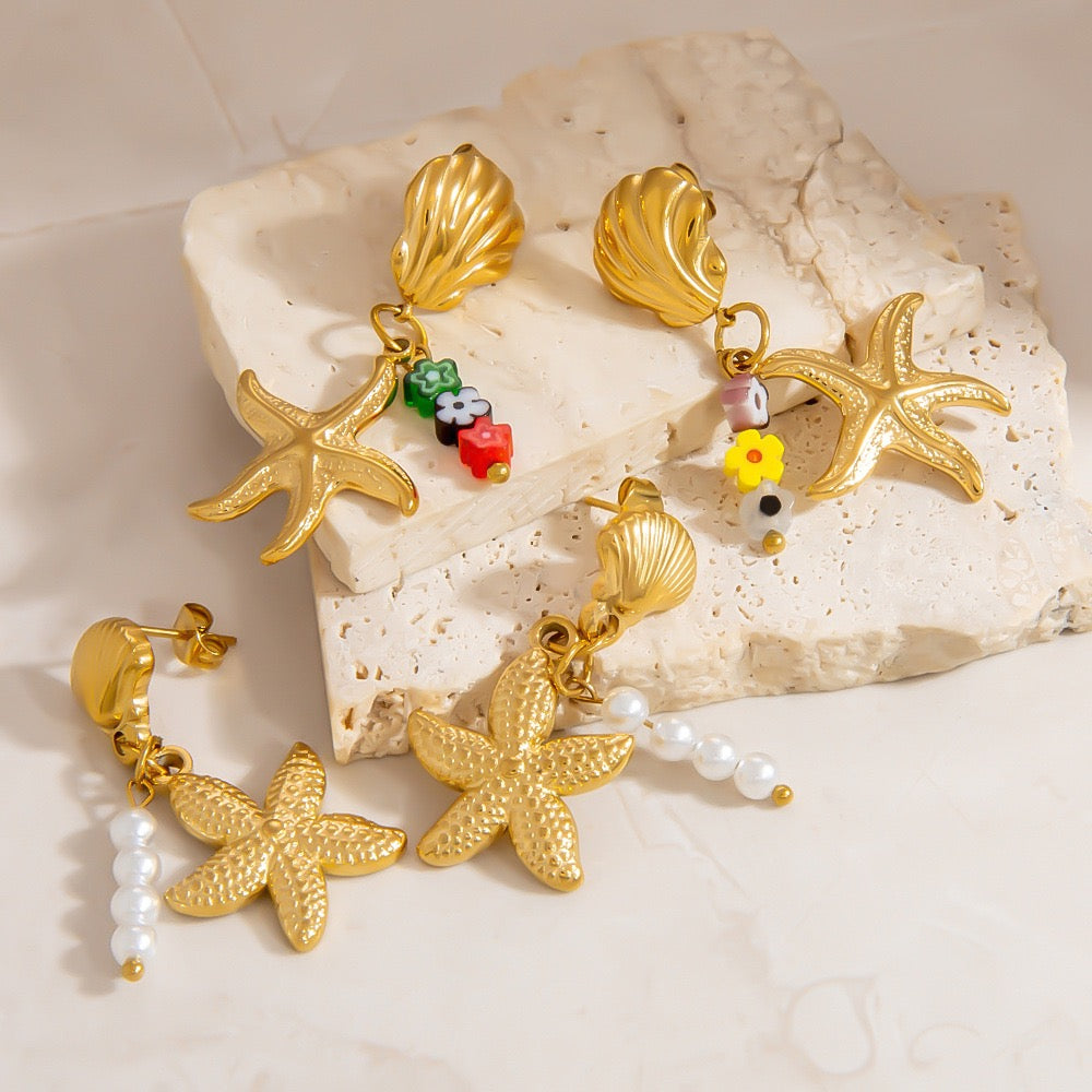 Starfish charm earrings