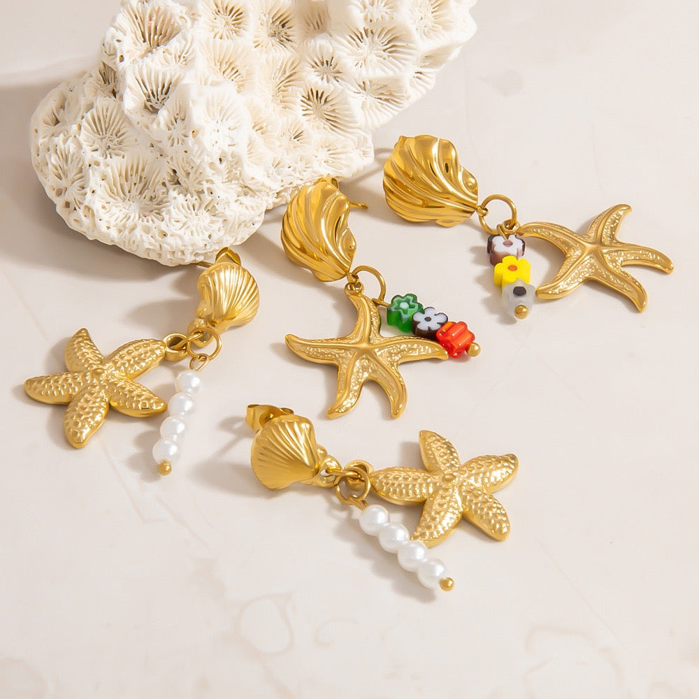 Starfish charm earrings