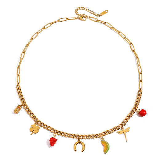 Summer fruit strawberry charm necklace