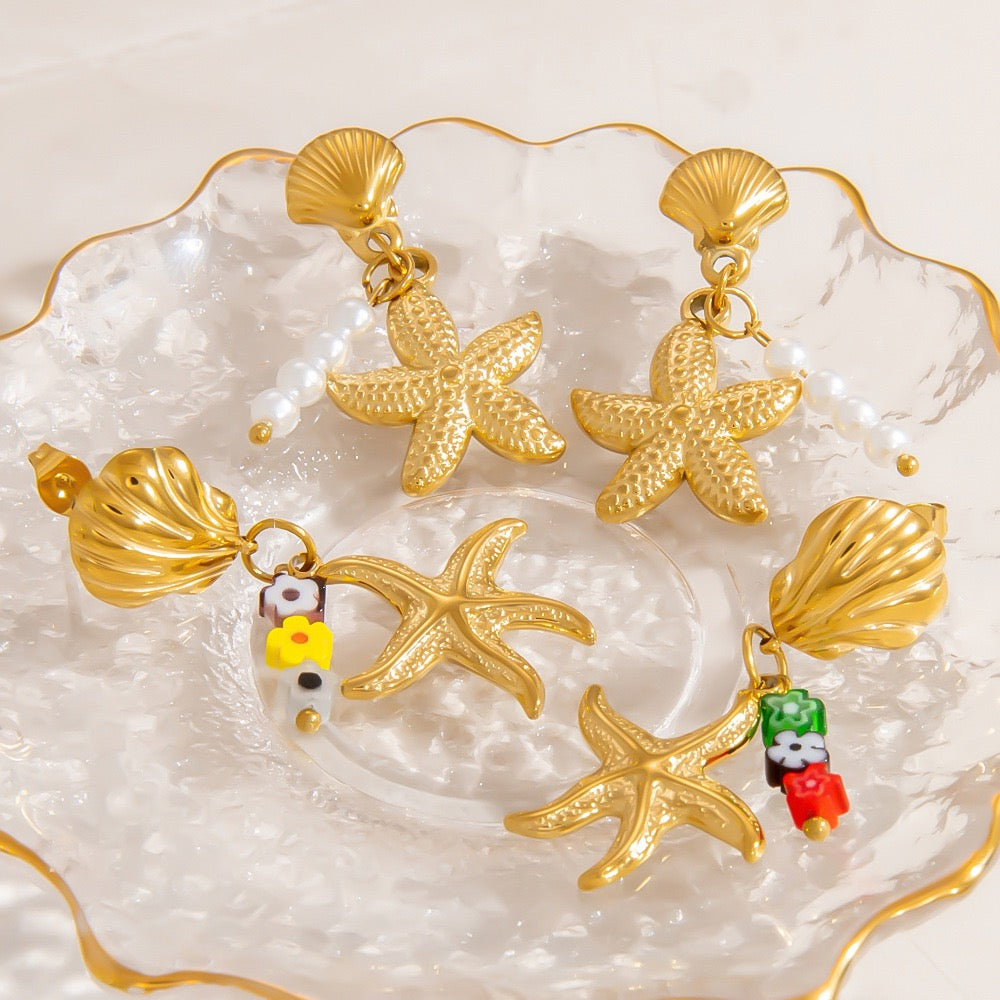 Starfish charm earrings