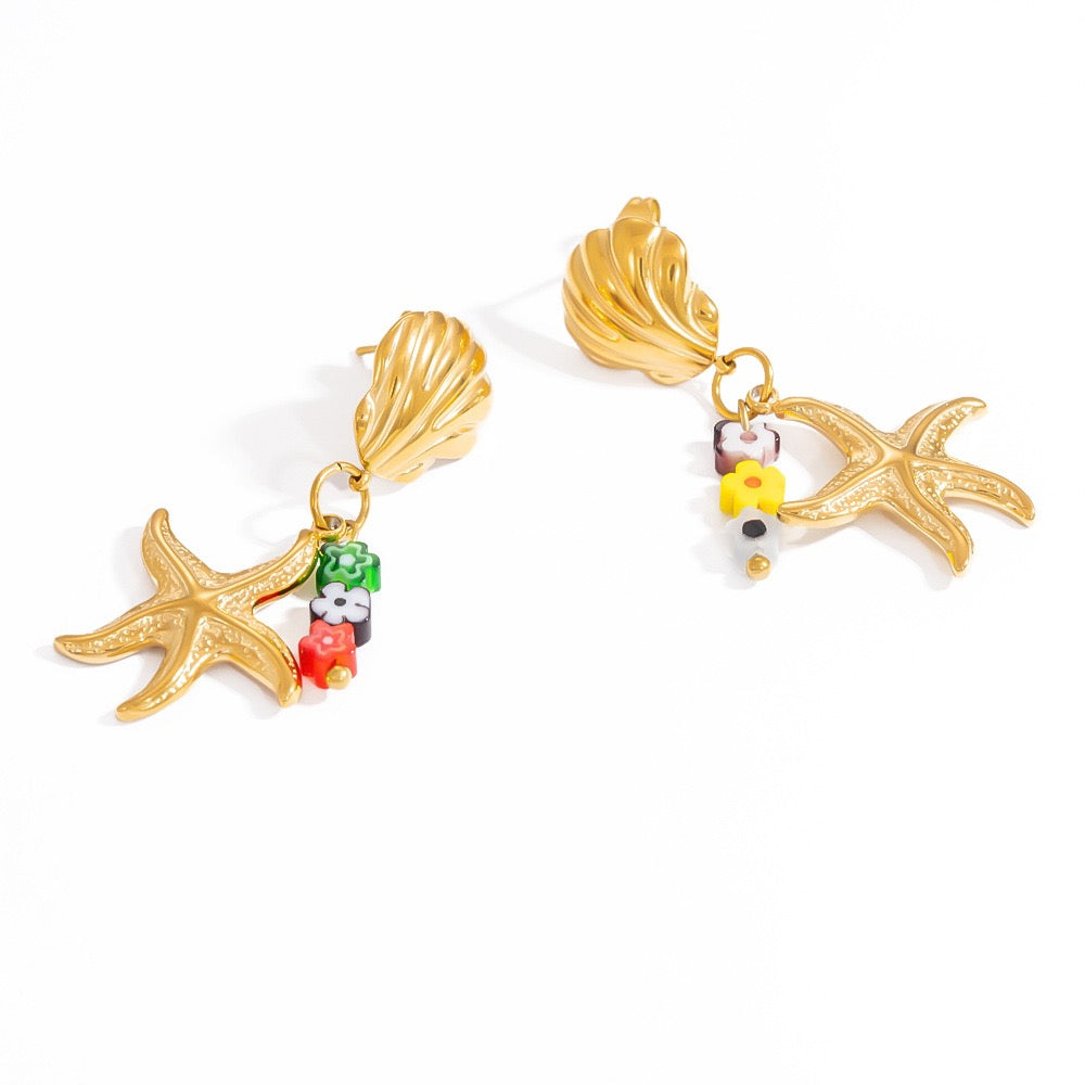 Starfish charm earrings
