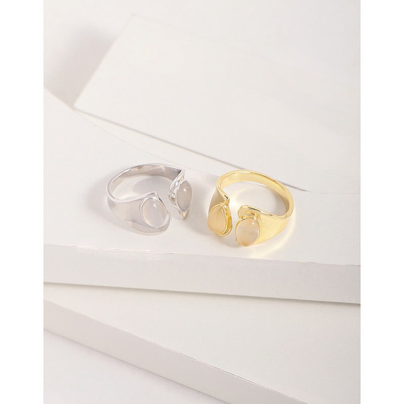 Open gem sterling silver ring