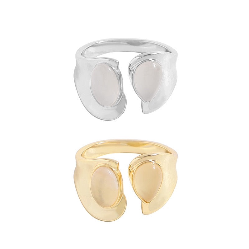 Open gem sterling silver ring