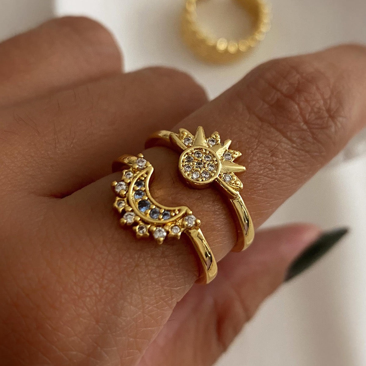 Alexandria Moon and sun set rings