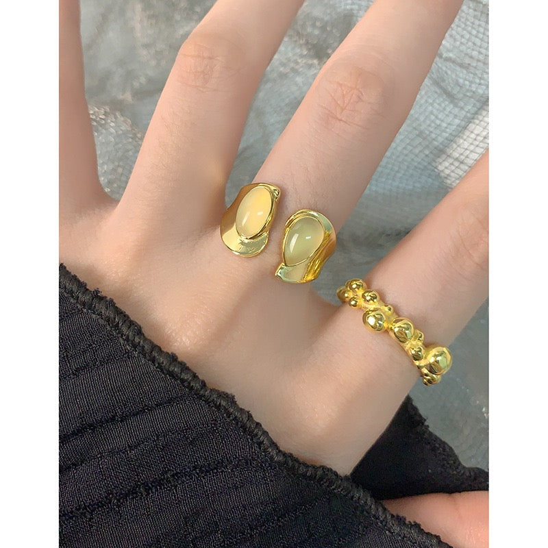 Open gem sterling silver ring