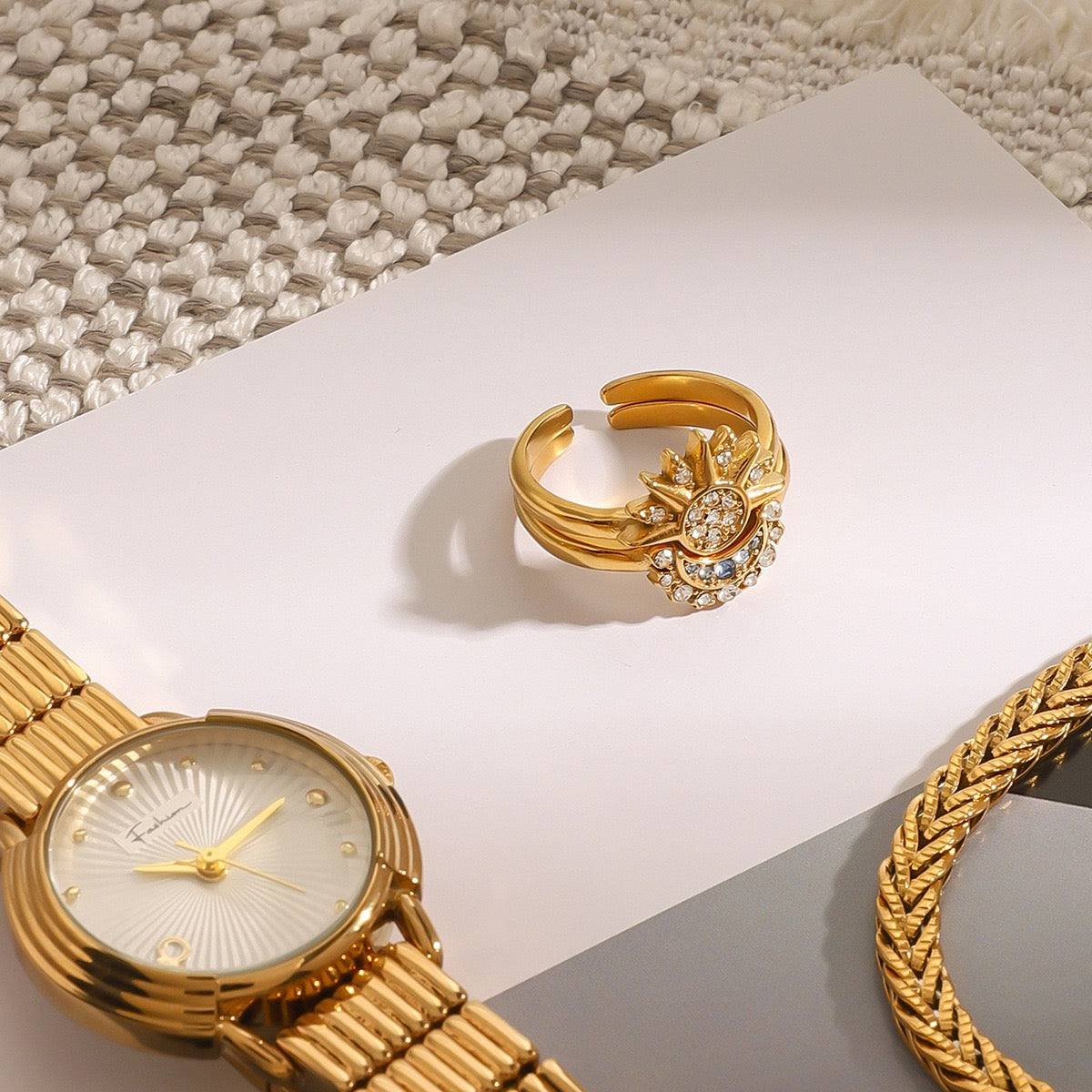 Alexandria Moon and sun set rings