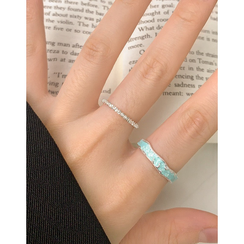 Blue ocean band silver ring