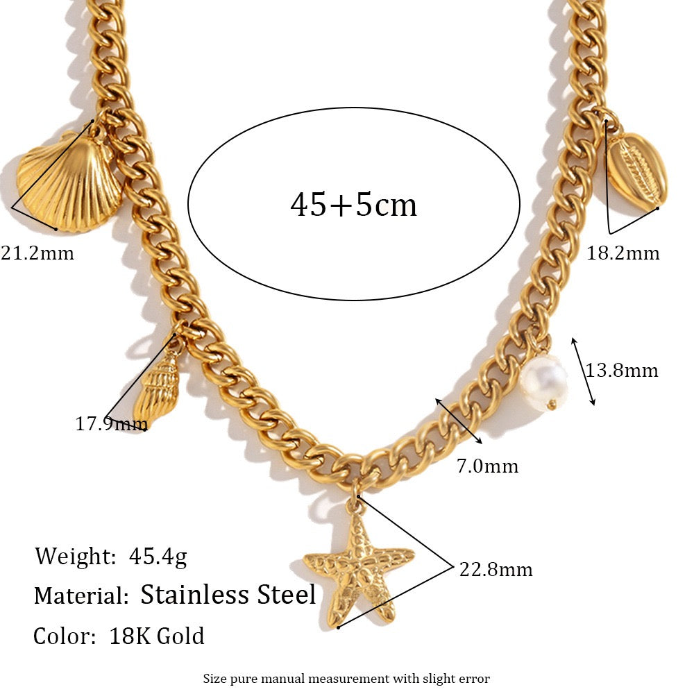 Big chain starfish charm necklace