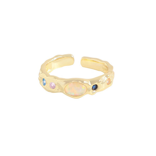 Rainbow gems sterling silver ring