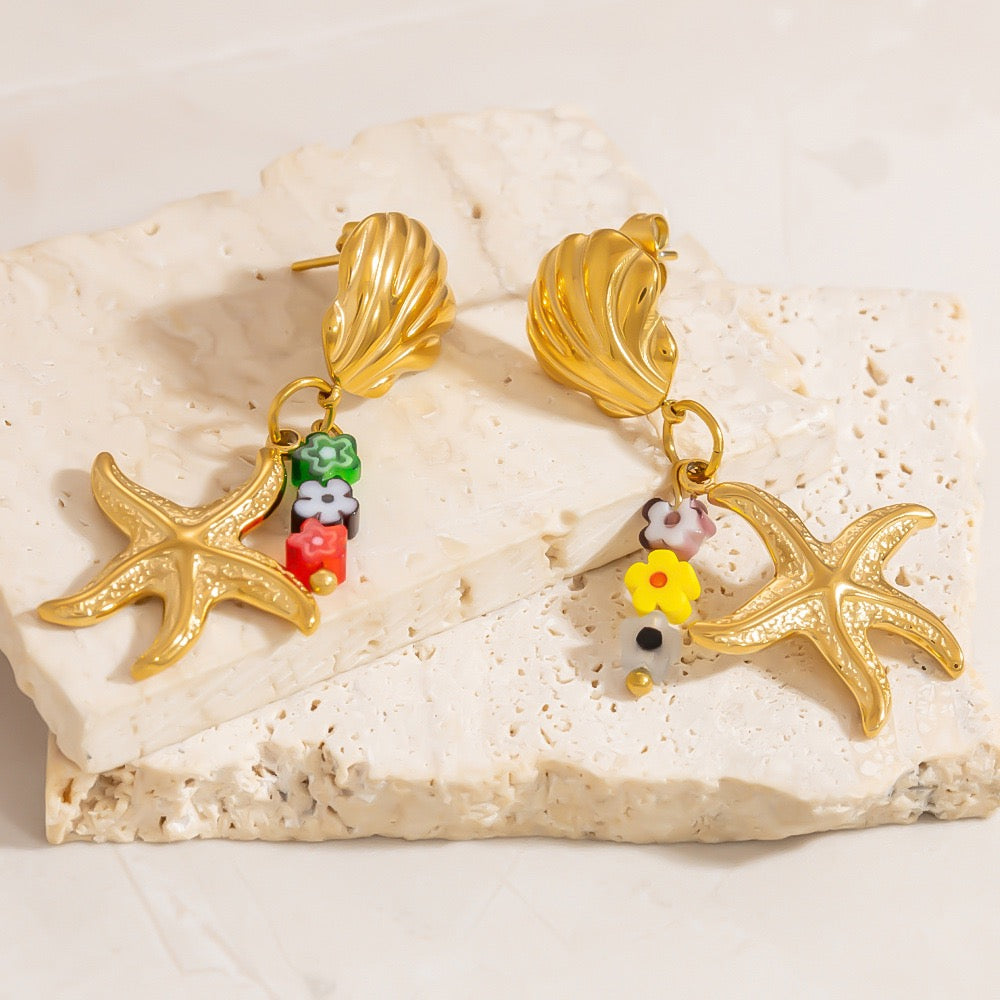 Starfish charm earrings
