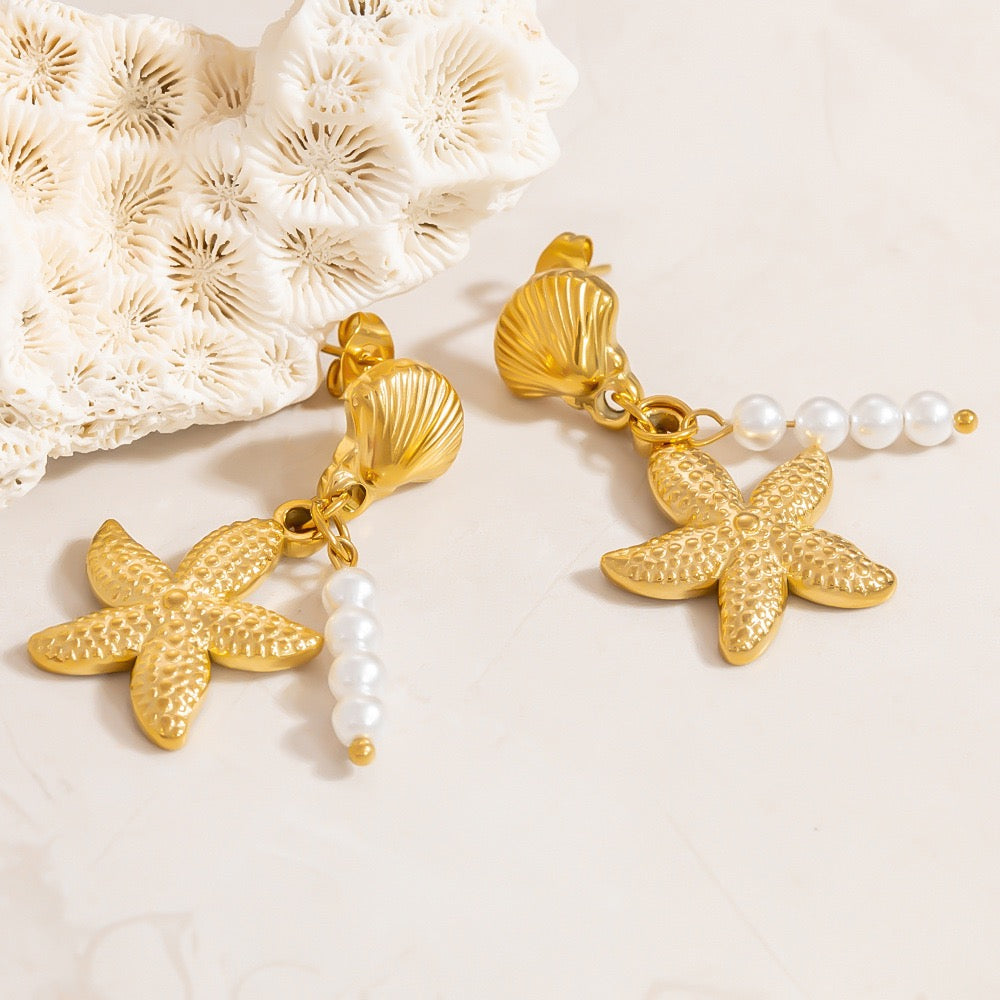 Starfish charm earrings